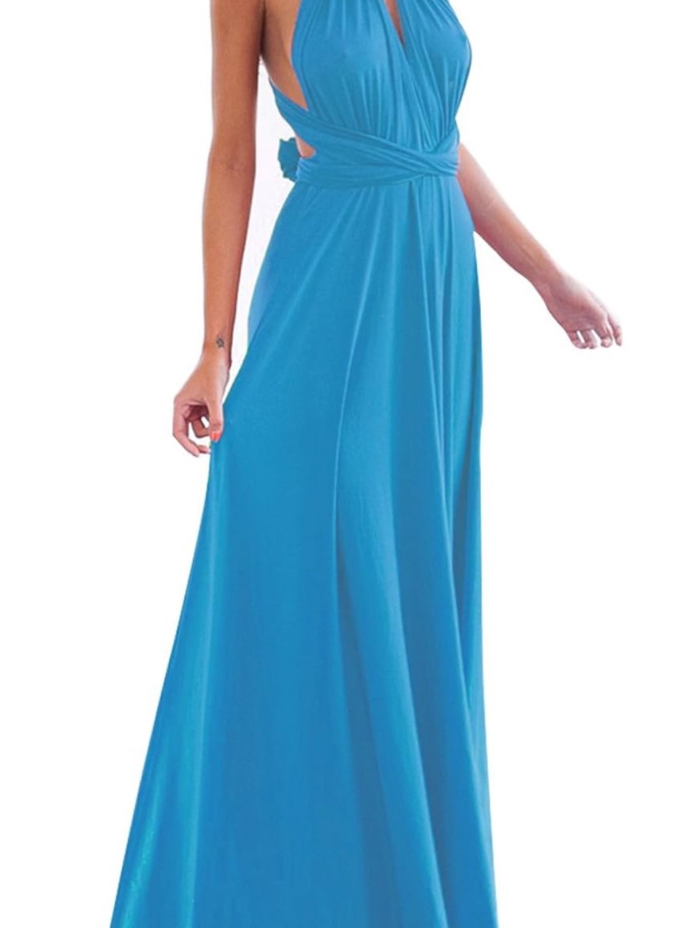 Blue Halter Maxi Dress - Elegant Evening Gown